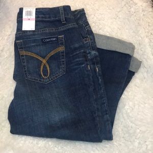 Calvin Klein Jeans crop rolled hem darkwash NWT 10